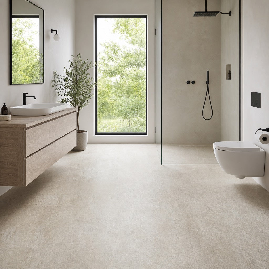 Bright garden bathroom
