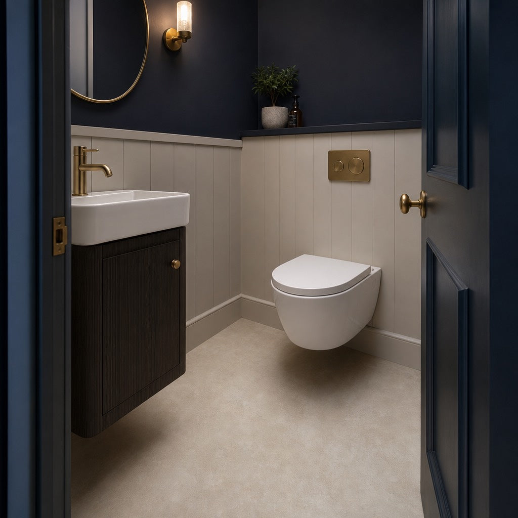 Navy powder room